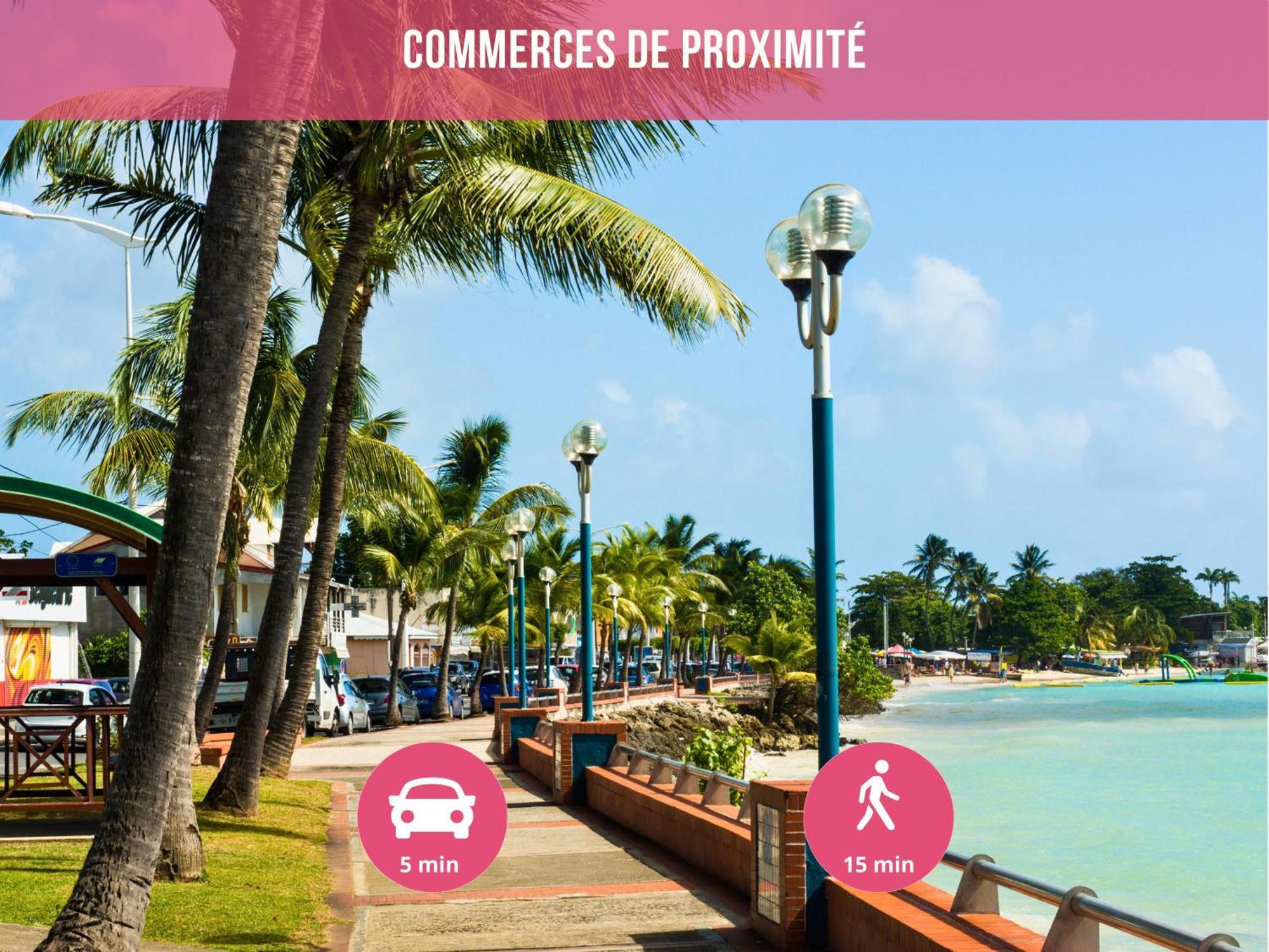Le Sable Bleu - Evasion Tropicale A Sainte-Anne - Plage 5Min - Piscine - Parking - Logement Climatise - Vue Sur Les Palmiers - Parfait Pour Sejours En Famille Ou Entre Amis المظهر الخارجي الصورة